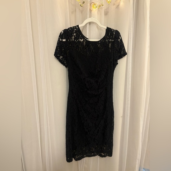 DKNY Black Lace Overlay Dress – Size 10 - Picture 3 of 9